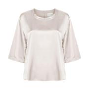 Forte Forte Silke Satin Tung Stretch T-Shirt White, Dam