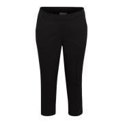 Kaffe Curve Svarta Cropped Byxor med Elastisk Midja Black, Dam