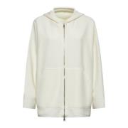 Max Mara Ivory Ull Cashmere Stickad Hoodie Beige, Dam