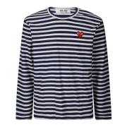 Comme des Garçons Play Randig långärmad T-shirt med logotyp Blue, Herr