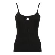 Courrèges Stickad Tanktop Black, Dam