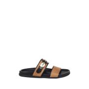 Ancient Greek Sandals Cognac Svart Platta Sandal Brown, Dam