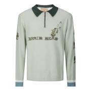 Brain Dead Half Zip Sweater i Skjortstil Green, Herr