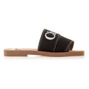 Chloé Flätade Läder Slides Black, Dam