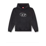 Diesel Lagertryck Hoodie med logotyp Black, Herr