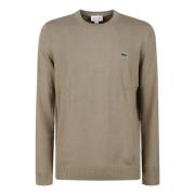 Lacoste Beige Bomullströja Girocollo Stil Beige, Herr