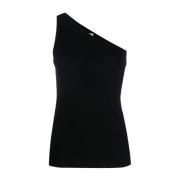 TotêMe Räfflad One Shoulder Topp Black, Dam