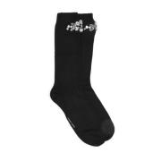 Simone Rocha Svart kristallblomma ankelsocka Black, Dam