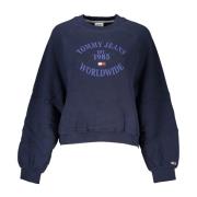 Tommy Hilfiger Blå Långärmad Sweatshirt med Tryck Blue, Dam