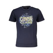 Cavalli Class Blå Bomull Logo Print T-shirt Blue, Herr