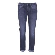 Dondup Svarta Skinny Jeans med Riven Effekt Blue, Herr