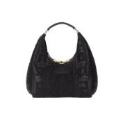 Elisabetta Franchi Svart Jacquard Hobo Väska Black, Dam