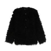 Pinko Faux-Fur Toggle Coat Svart Black, Dam