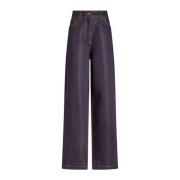 Etro Lurex denim jeans med läderpatch Blue, Dam