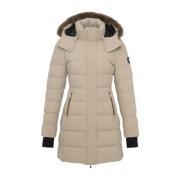 Moose Knuckles Shearling Parka i Sand Brun Guld Beige, Dam