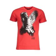 Cavalli Class Tryck Logo Rund Hals T-Shirt Red, Herr