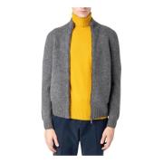 Drumohr Kort Zip Cardigan i mjukt Garzato-tyg Gray, Herr