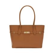 Furla Brun läder Shopper med Interlocking Hardware Brown, Dam