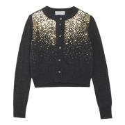 Ermanno Scervino Paljett Cardigan Sweater i Antracit Gray, Dam