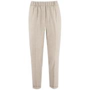 Antonelli Firenze Elegant Elastisk Midja Straight Byxor Beige, Dam