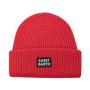 MC2 Saint Barth Röd Ribbad Ull Beanie Mössa Red, Herr