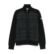 Moncler Svart Tröja med Quiltade Insatser Black, Herr