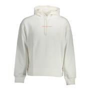 Calvin Klein Hoodie Vit Långärmad Print Kontrast White, Herr