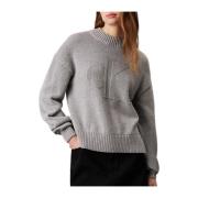 Calvin Klein Intarsia Loose Sweater Grå Gray, Dam