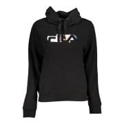 Fila Svart hoodie med långa ärmar och tryck Black, Dam