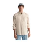 Gant Beige Linen Houndstooth Shirt Beige, Herr