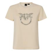 Pinko Jersey Logo T-shirts och Polos Sand Beige, Dam