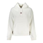 Tommy Hilfiger Vit huvtröja med logotypapplikation White, Dam