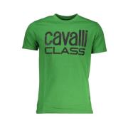 Cavalli Class Grön Bomull Logo Print T-shirt Green, Herr