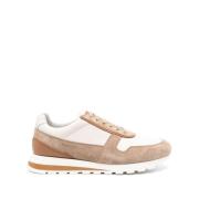 Brunello Cucinelli Beige platta skor med mockapaneler Beige, Herr