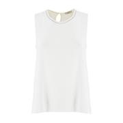 Peserico Lurex Crew-Neck Top White, Dam