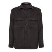 Boggi Milano Link Shirt Jacket Brown, Herr