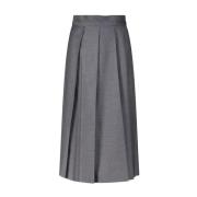 Max Mara Ull Veckad Midi Kjol Gray, Dam