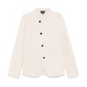 Emporio Armani Vit Corduroy Bandkrage Jacka White, Herr