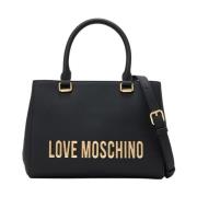 Love Moschino Trendig Svart Handväska med Magnetisk Stängning Black, D...