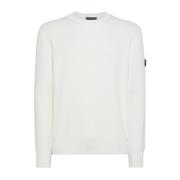 Peuterey Vit Crewneck Sweater White, Herr