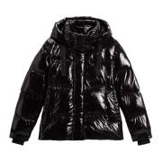 Woolrich Svart kort parka med anddun Black, Dam