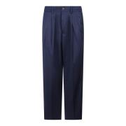 Low Brand Elegant Wide Leg Trousers Blue, Herr