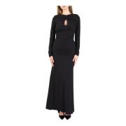 Actualee Rynkad Jersey Maxi Klänning Black, Dam