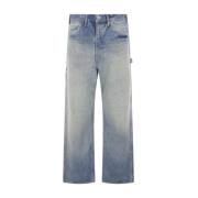 Auralee Stone-Wash Denim Jeans Blue, Herr