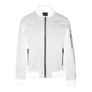 YES ZEE Vit Windproof Nylon Bomber Jacket White, Herr