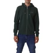 Sun68 Grön Bomull Zip Hoodie för Män Green, Herr