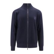 Giorgio Armani Blå Zip-Up Sweatshirt, Tillverkad i Italien, 100% Ren U...