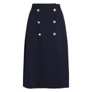 Tommy Hilfiger Ökenhimmel Twill Midi Kjol Blue, Dam