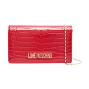 Love Moschino Röd Krokodilpräglad Axelväska Red, Dam