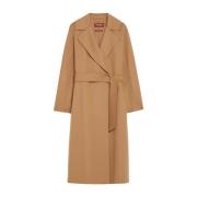 Max Mara Studio Brun Wrap Kappa med Bälte Brown, Dam